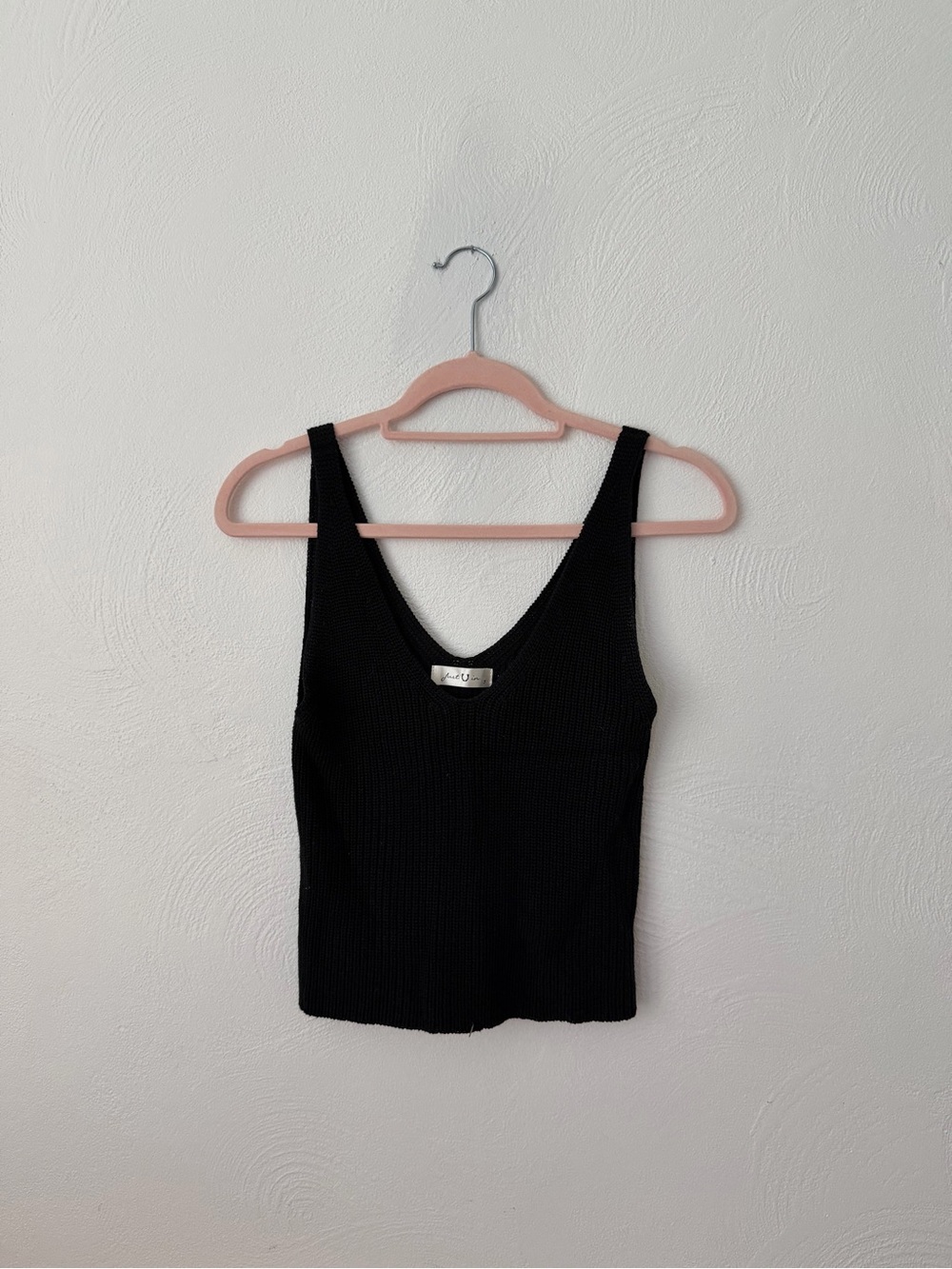 Classic Black Ribbed V-Neck Tank Top